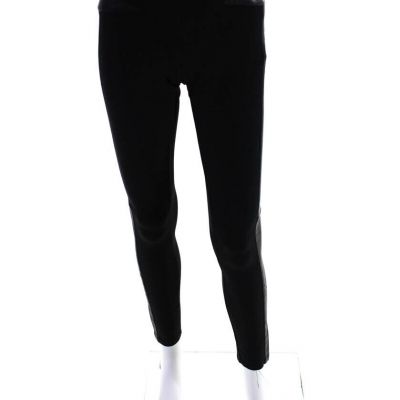 Chaiken Womens Mid Rise Faux Leather Trim Ankle Leggings Black Size XS